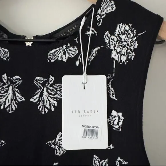 Ted Baker Naomyy Floral Jacquard Dress Mini A-Line Sleeveless round neck zip up - Picture 8 of 13